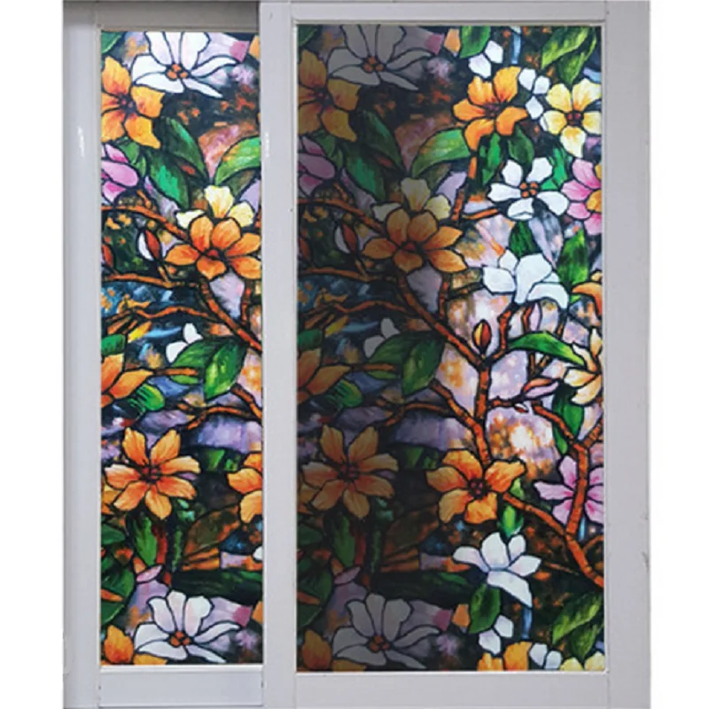 Стеклянная пленка магнолии статическая Витражная картина маслом цветная