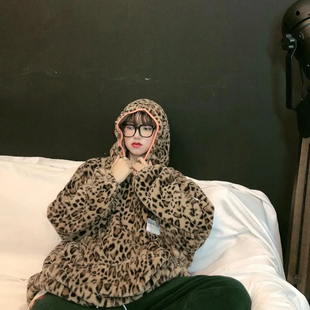 Винтажная толстовка с капюшоном Jasmine свободные и пушистые толстовки леопардовым