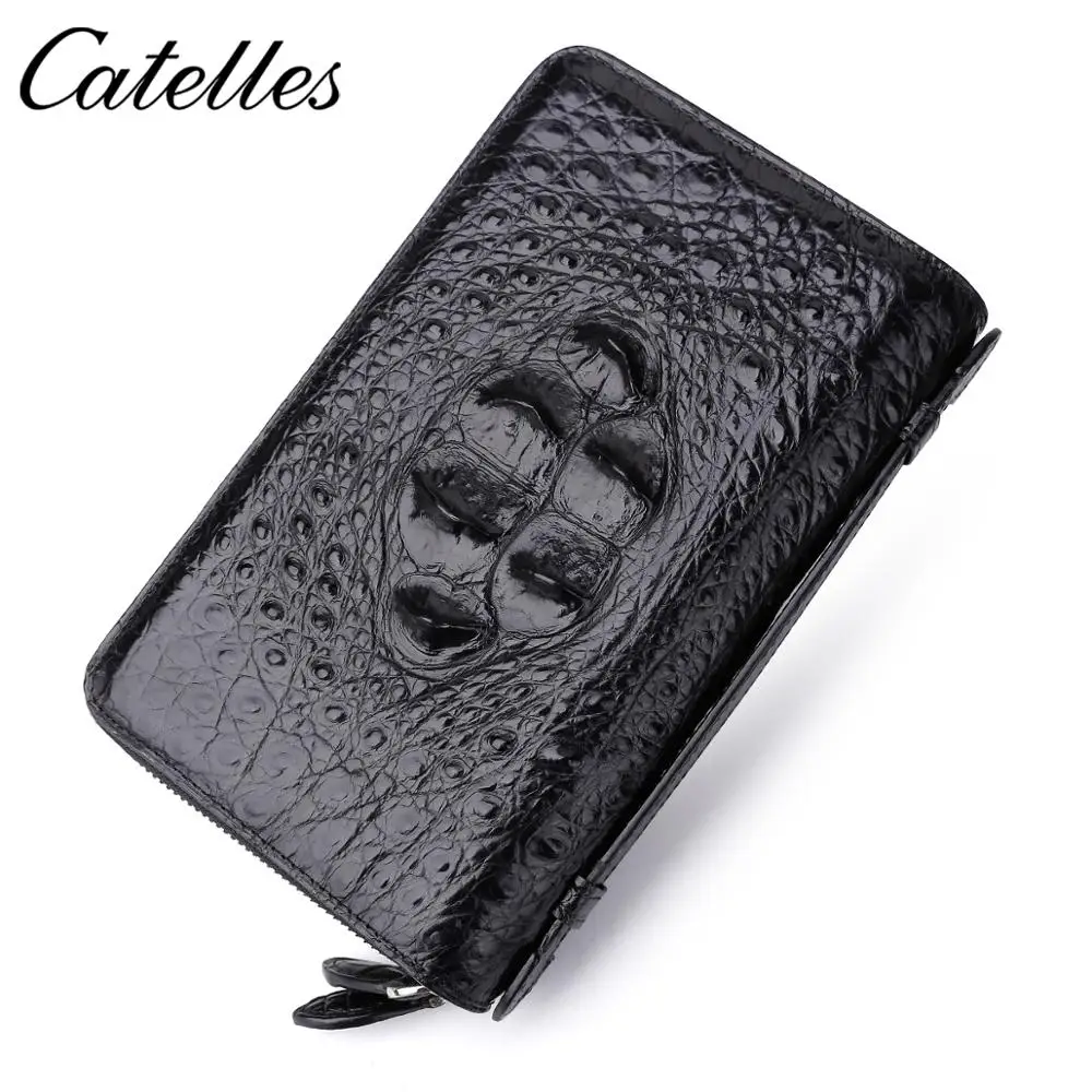 Крокодиловый кошелек-клатч из натуральной кожи мужской длинный кошелек