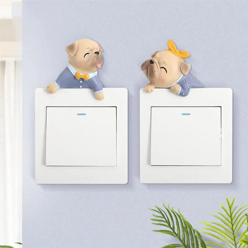 

1pc 3D Lovely Switch Sticker Self-adhesive Pug Decal Cartoon Socket Patch