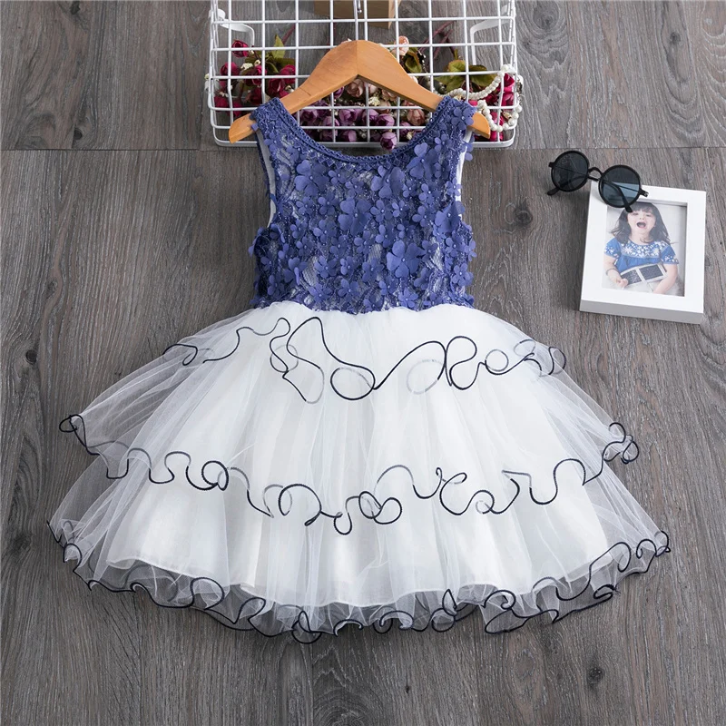 

Baby Girls Summer Lace Tulle Tutu Dress Floral Sleeveless Princess Dress Toddler Kids Clothing Children Party Costume