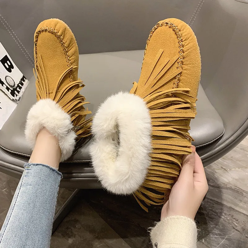 

Зимние ботинки, женская обувь, ботинки на плоской подошве, женские ботинки с круглым носком, плюшевые, австралийские, 2021, на резиновой подошв...