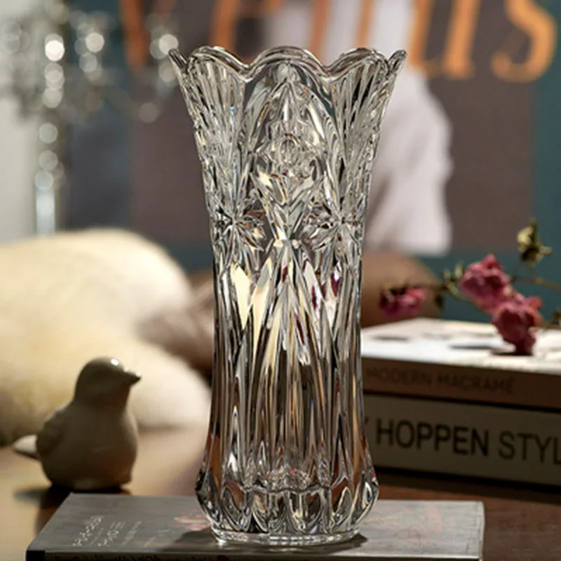 

Vase European Crystal Glass Heavy Household Decoration Pieces Flowers Rich Bamboo Flower Arrangement Living Room Decoration