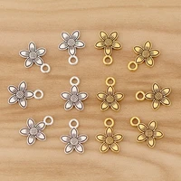 50 pieces tibetan silvergold flower sunflower charms pendants beads for necklace bracelet diy jewellery making accessories