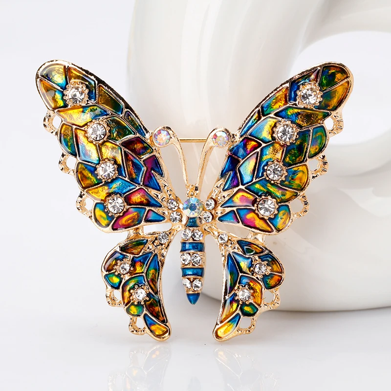 

Butterfly Brooch Beautiful Animal Brooches Fashion Accessories Rhinestone Colorful Pin Corsage Simple Elegant Drip Oil Breastpin