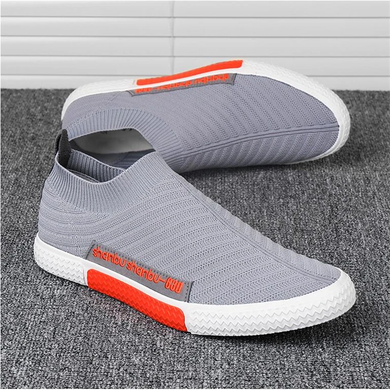 Мужские сетчатые кроссовки дышащие Нескользящие Сникерсы без застежки для