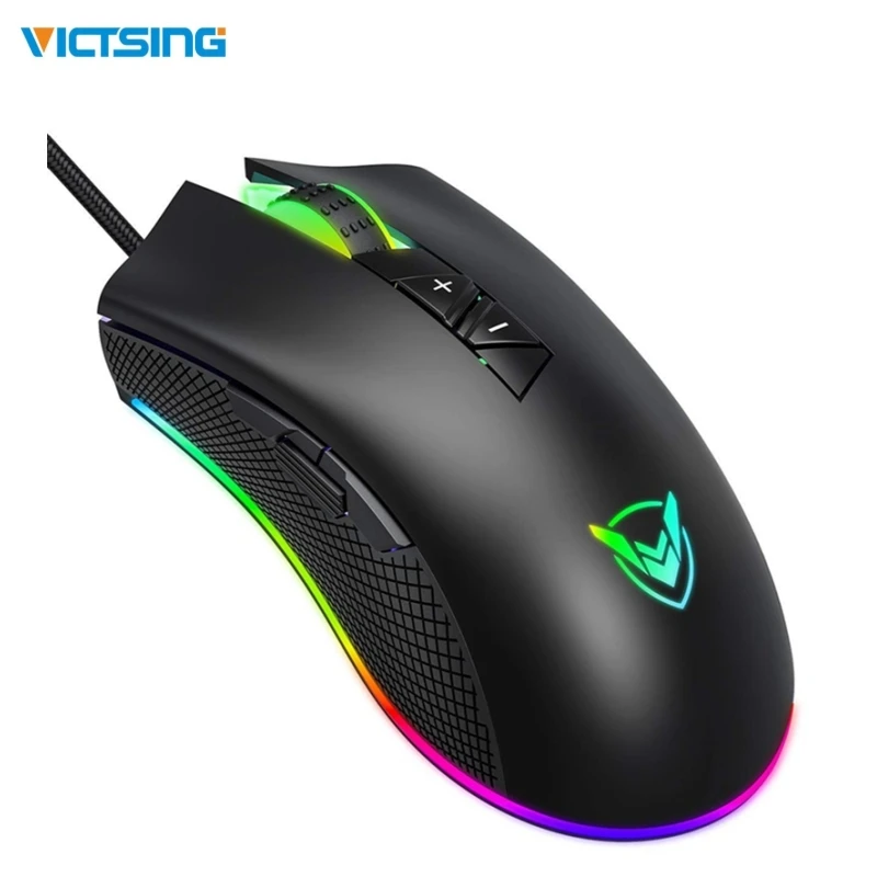Проводная игровая мышь VicTsing регулируемая 8 программируемых кнопок 10000 DPI Chroma RGB