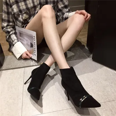 Новинка Осень зима 2019 привлекательные женские сапоги на высоком каблуке красные