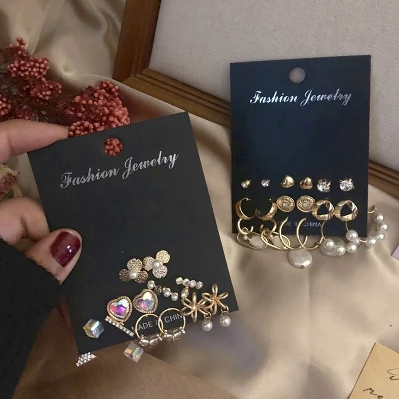 

12 Pair Geometric Flower Earrings Fashion Classic Golden Earrings Set Women's Earrings Jewelry Gifts Stud Earrings