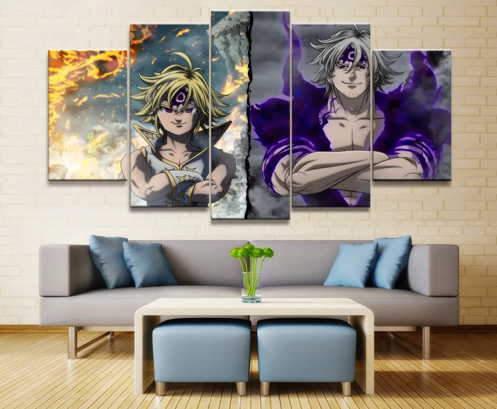 Модульная Картина на холсте плакат 5 шт. семь грехов аниме картинки Украшение