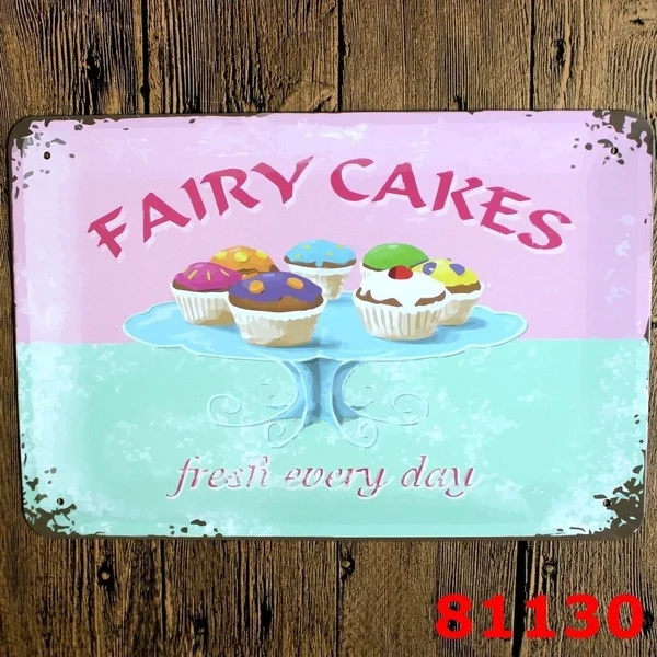 

Модный принт, металлический жестяной знак, сказочные торты, свежий бар, паб, домашний ВИНТАЖНЫЙ ПЛАКАТ в стиле ретро для кафе, искусство