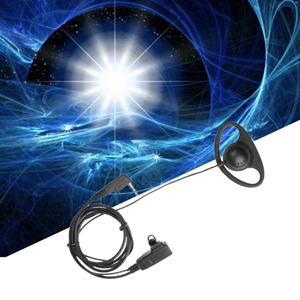 2 Pin D Shape Universal Interphone Earpiece Walkie Talkie Earphone PTT Single Ear Hook for Baofeng Kenwood Puxing HYT Radio