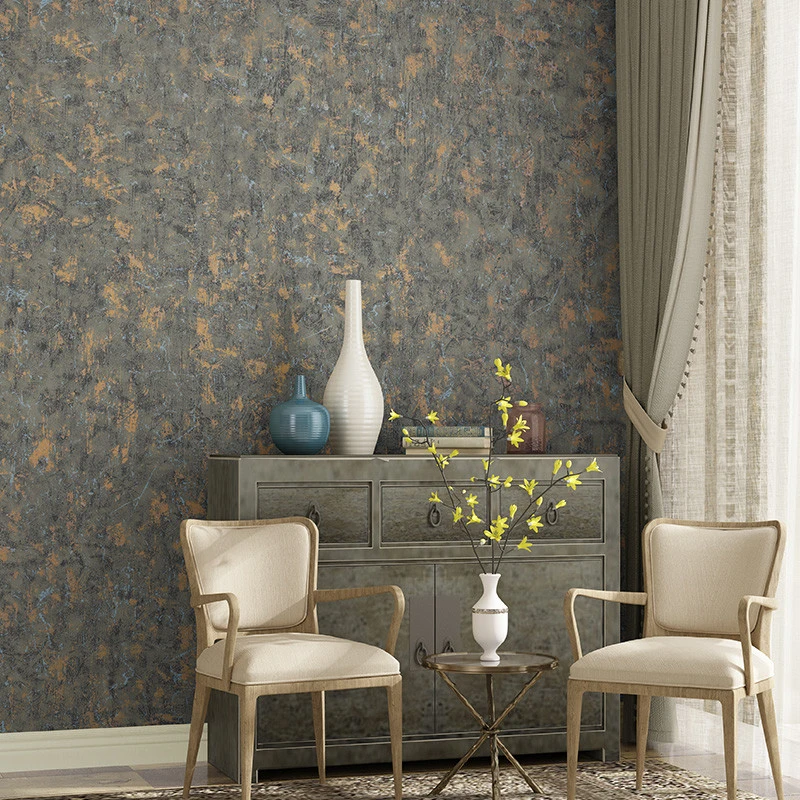 Винтажная ностальгическая однотонная настенная бумага серебристо-серого цвета