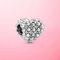free shipping 925 sterling silver beaded sparkling heart charm beads fit original pandora bracelets original jewelry making gift