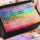 Маркеры двусторонние, 80 цветов, ручки, маркеры для рисования мм, в защитном футляре