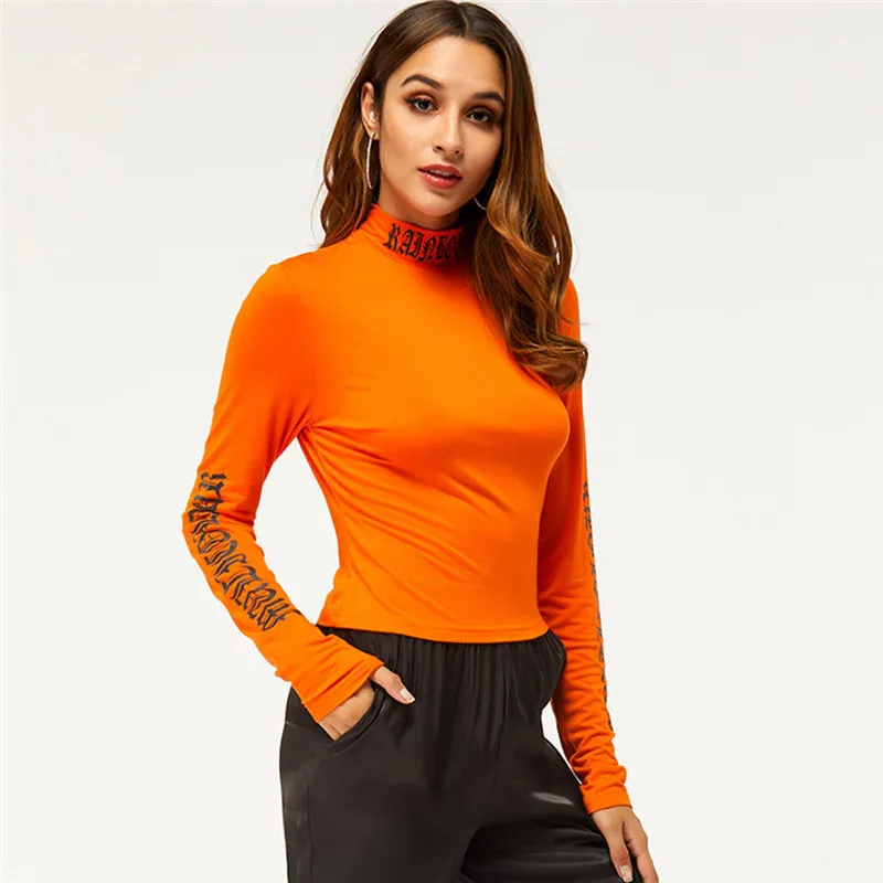 Весна осень зима мода Водолазка Топы длинный рукав хлопок Футболка тонкая