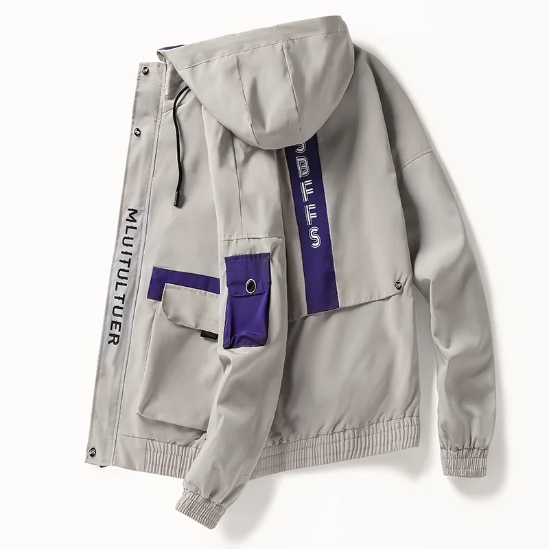 Мужской комбинезон с капюшоном на молнии куртка Японская уличная повязка руку