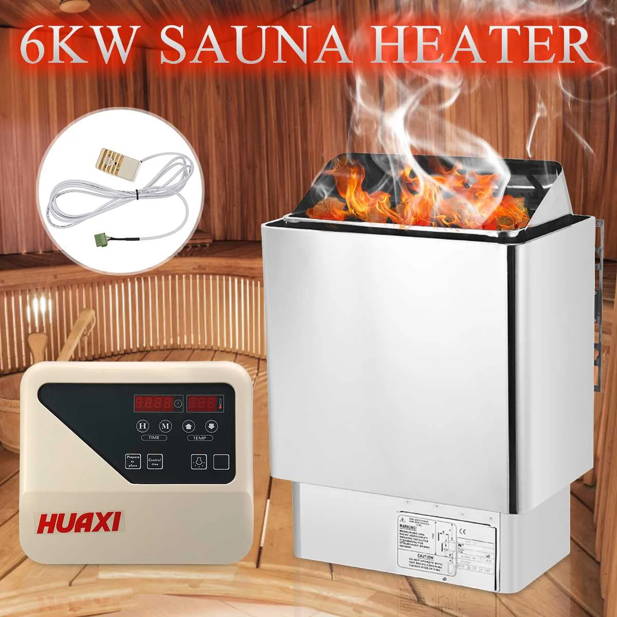 Электрический нагреватель для сауны из нержавеющей стали 6 кВт 220 В с цифровым