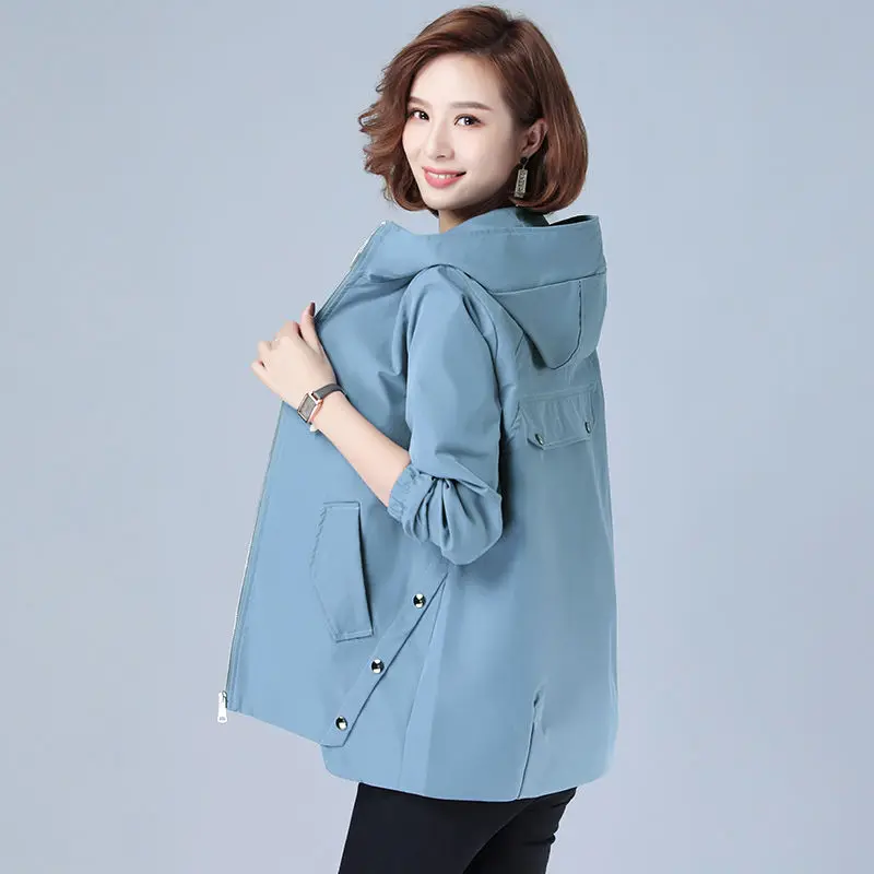 

Double Layer Lining Ladies Short Outcoat 2020 New Korean Casual Loose Jacket Mother Wear Spring And Autumn Femme Windbreaker 103