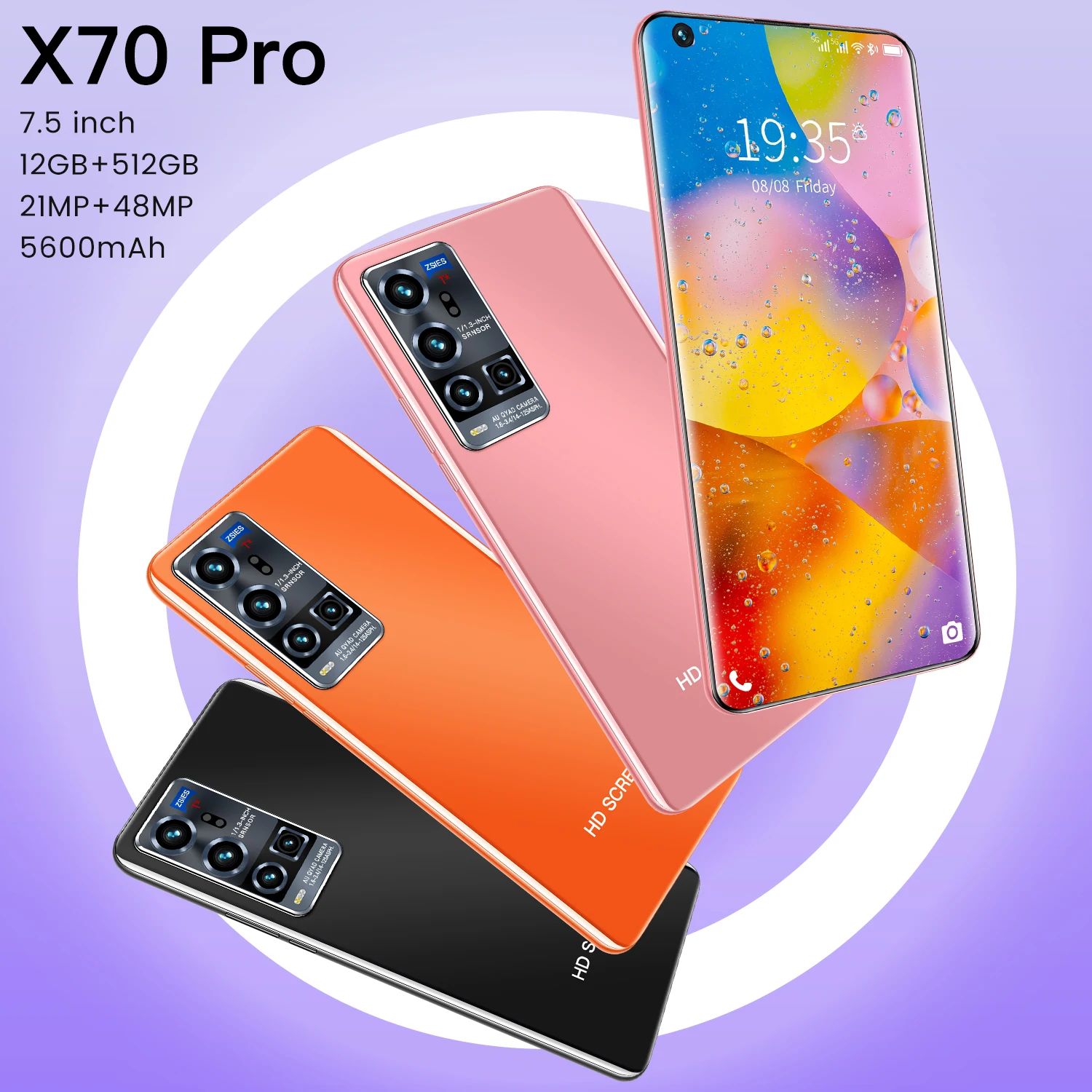 

X70 Pro : mt6799 10 12 + 512 , 21 + 48 7,5 1440*3200 5600 Android 10