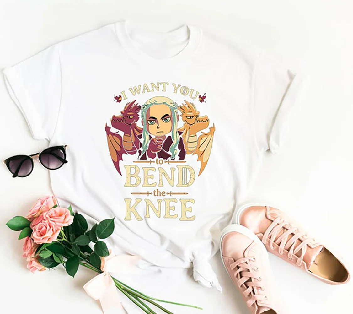 Игра престолов женская футболка я хочу чтобы вы сгибали колено цветочный дракон