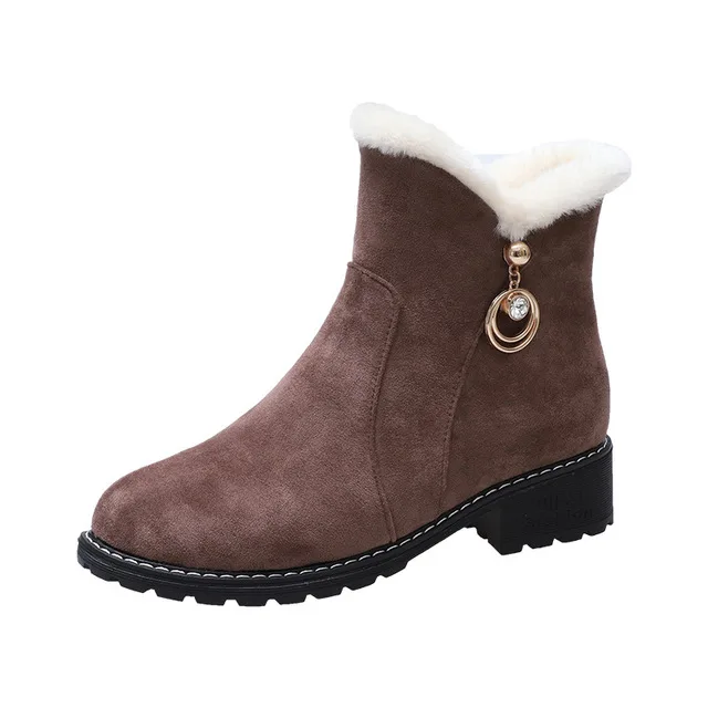 Woman Boots Women Shoes Ladies Thick Fur Ankle Platform Rubber Snow Side zipper warm casual flat boots | Обувь