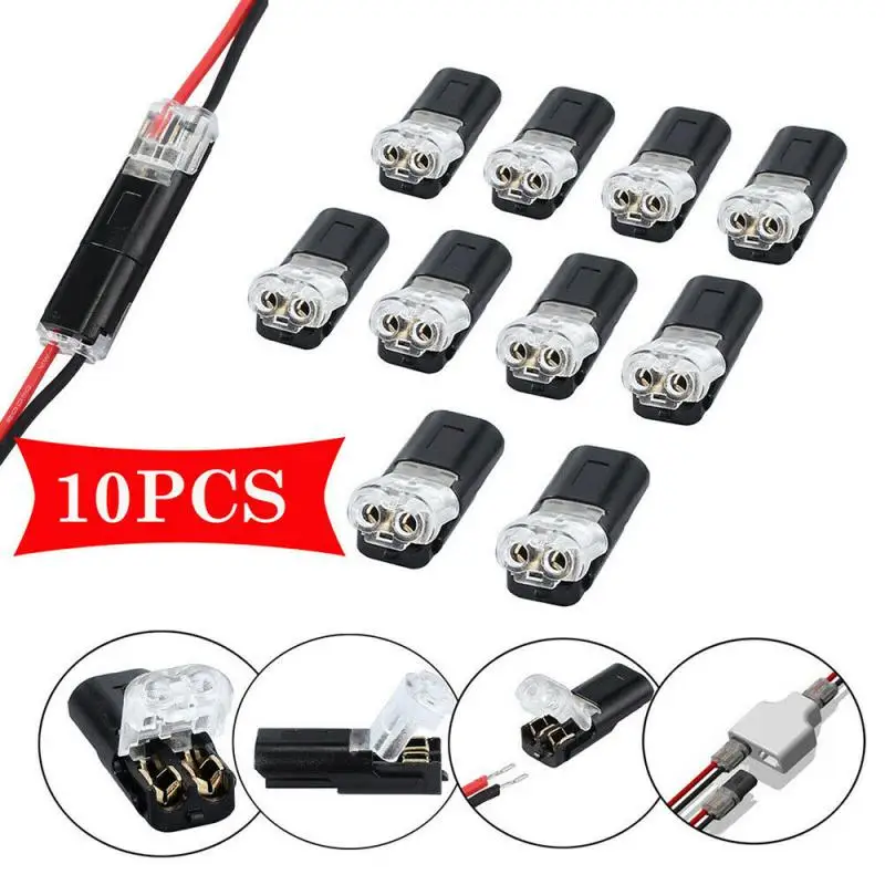

10pcs 2pin Pluggable Wire Connector Quick Splice Electrical Cable Crimp Terminals for Wires Wiring Car Connectors Repair Toots