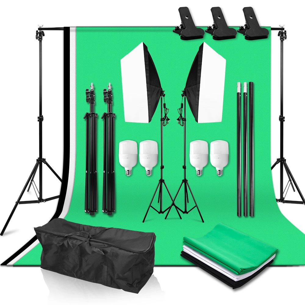 Студийный софтбокс для фотосъемки набор фона 4 шт. светодиодный светильник 2x2 м