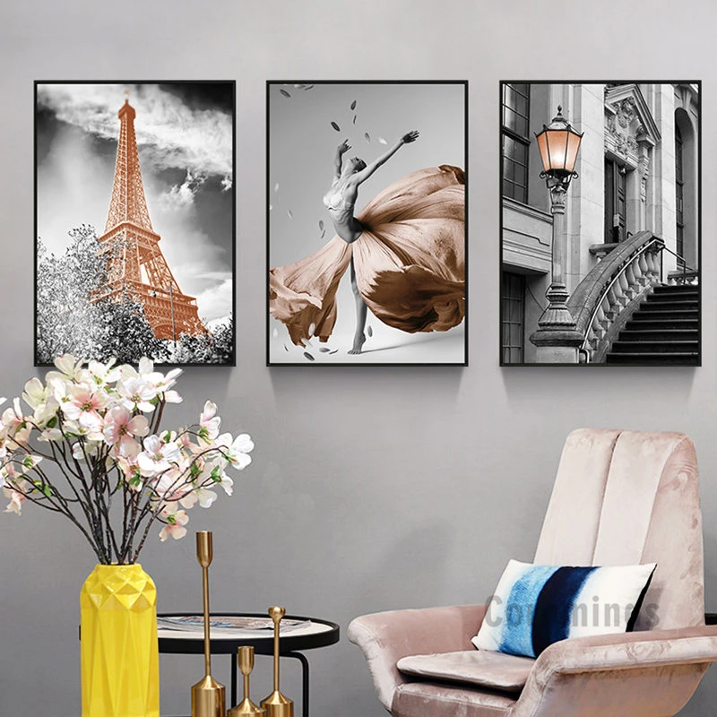 

Фотография в стиле ретро с черно-белым пейзажем, настенное украшение для дома, коричневая печать и постер для гостиной