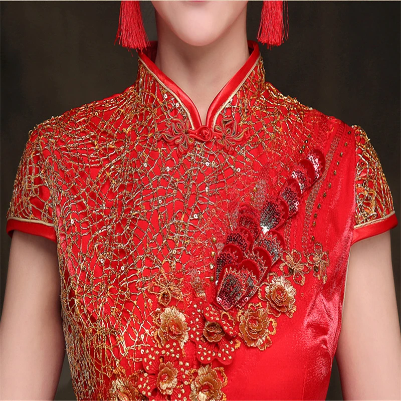 Вечернее платье в стиле ретро женское длинное винтажное свадебное китайском