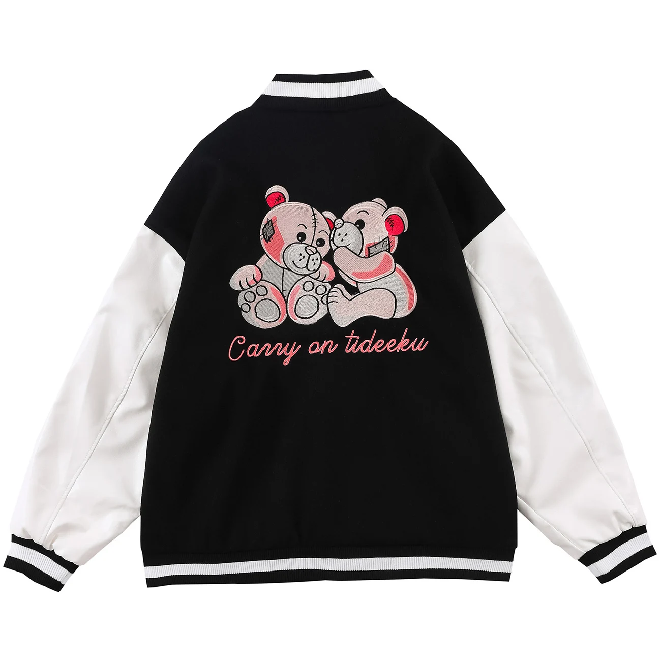 2021SS Mens College Jacket Loose Couple High Street Hipster Autumn Baseball Bear Embroidery Patchwork Color Bomber Coats | Мужская