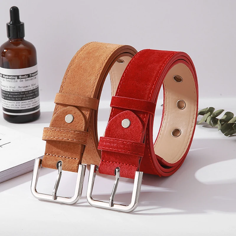 ELIfashion Pigskin Genuine Leather Belt Luxury Strap Dress And Jeans Belts For Women Fashion Shining Silver Buckle 9 Colors