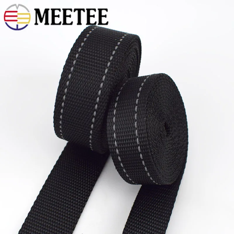 

20Yards Meetee 20/25/38mm Reflective Nylon Webbing Stripe Ribbon DIY Pet Collar Tape Luggage Belt Clothing Sewing Accessories