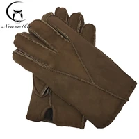 ground sheep skin noodle womens gloves outdoor winter thick sheepsk hand sewn leather gloves y shaped design popular in europe
