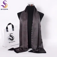 bysifa black red long scarves for men fashion accessories male pure silk scarf cravat winter flowers pattern scarf 16026cm