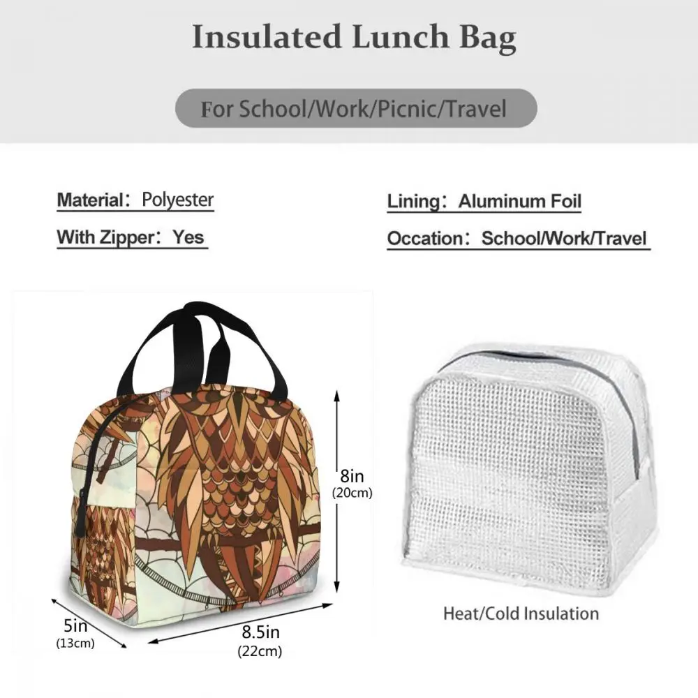 

Dream Catcher With Owl Cooler Lunch Box Portable Insulated Lunch Bag Thermal Food Picnic Lunch Bags