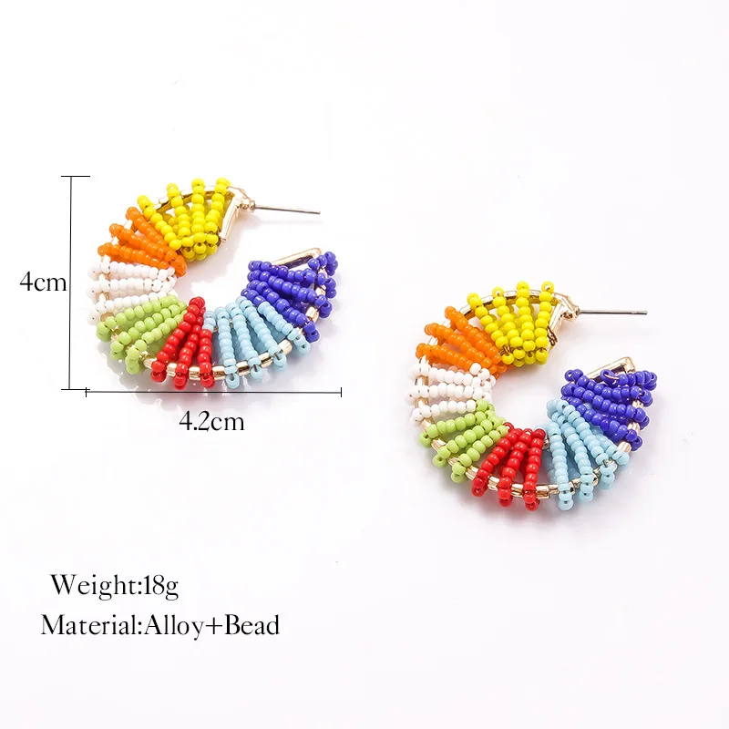 

wing yuk tak Bohemia ZA Colourful Bead Hoop Earrings For Women Statement Jewelry Christmas Earrings Party Gifts