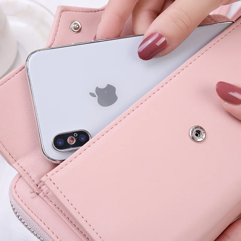 

Phone Bag Women Wallets Leather Shoulder Bag Long Culutch Fashion Large Capacity Card Holder Female Zipper Wallet Slim Purse