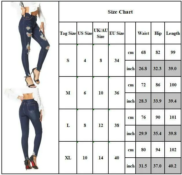 

Ladies Women Stretchy Ripped Denim Skinny Jeggings Leggings Slim Fit Trousers UK