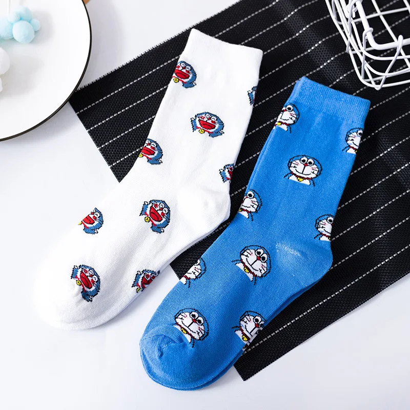 Милые Мультяшные женские носки Doraemon стандартные цветные унисекс Длинные