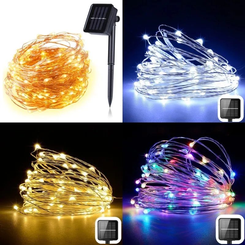 구매 잔디 지상 플러그 램프 문자열 태양 100 Led 10m 램프 문자열 홈 크리스마스 야외 정원 요정 빛 구리 와이어 13 9ls G2