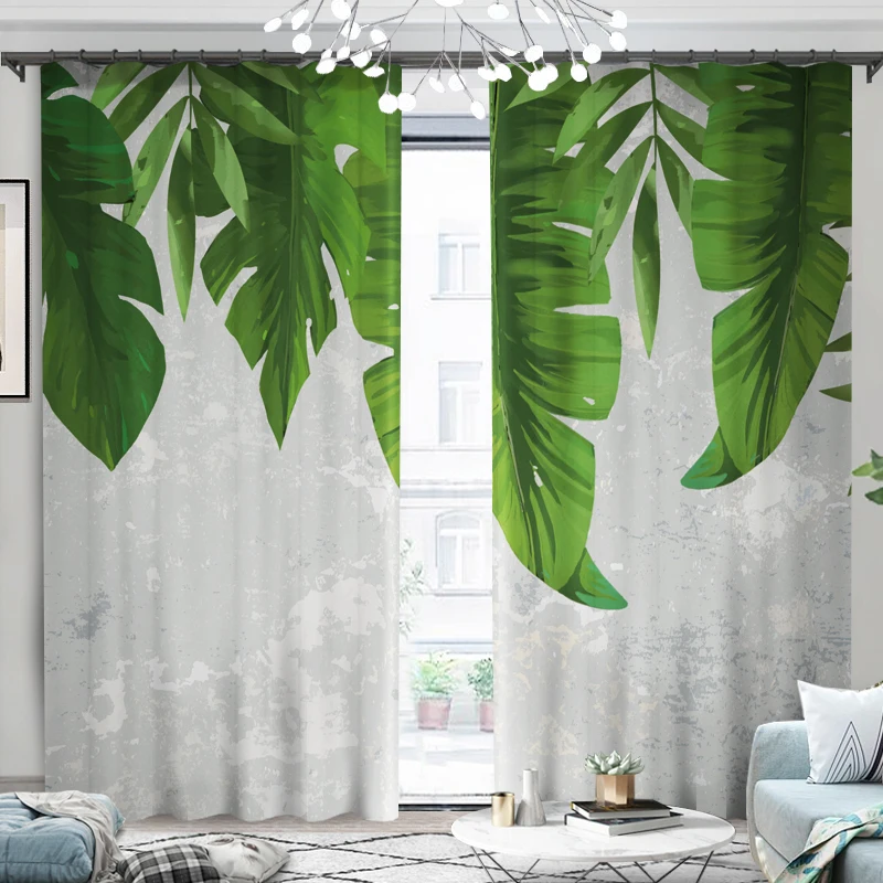Скандинавская занавеска s для спальни С банановыми листьями гостиной с зелеными