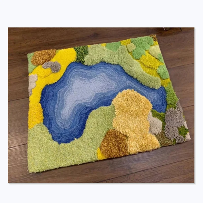 Маленький лес 3D ручной работы яркий зеленый коврик для входа в гостиную детский