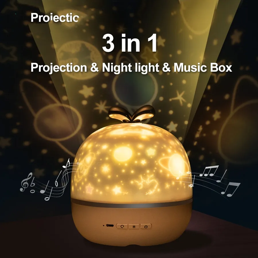 

Music Projector Night Light With BT Speaker Chargeable Universe Starry Sky Rotate LED Lamp Colorful Flashing Star Kids Baby Gift