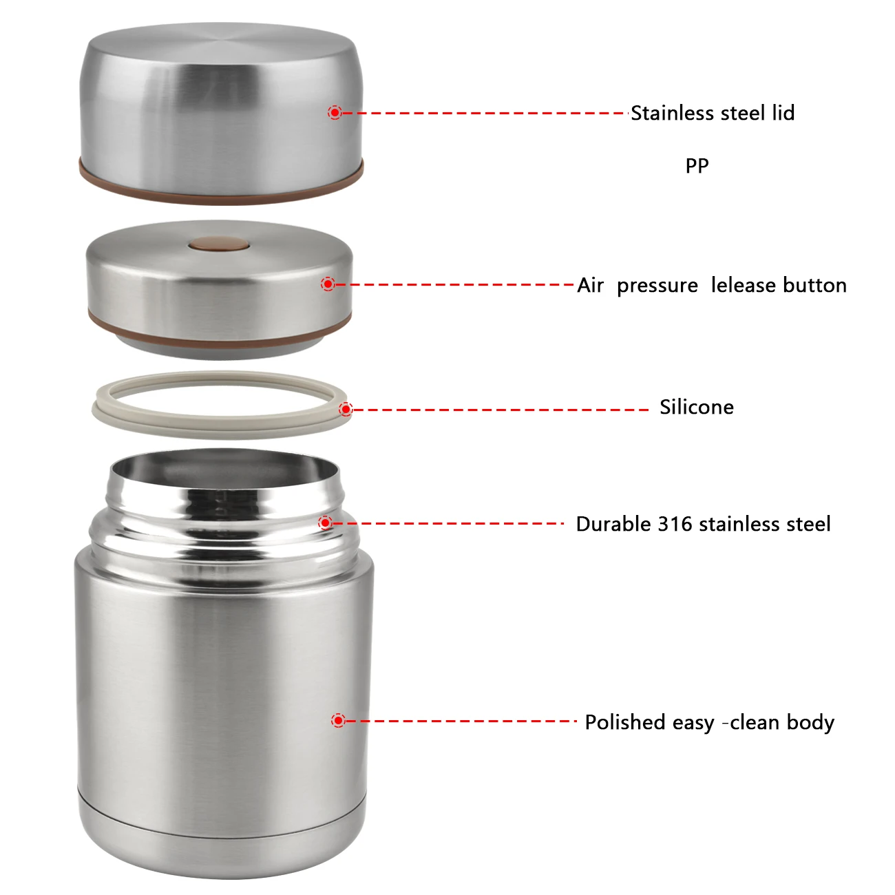 Контейнер для супа из нержавеющей стали 800 мл со складной ложкой термос с