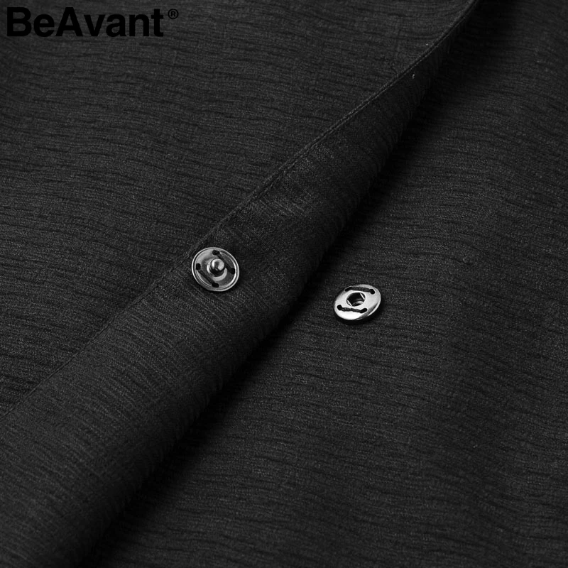 BeAvant сексуальный черный блейзер с v-образным вырезом женское осеннее элегантное Пышный рукав бант короткое вечернее платье офисное женское шикарное однотонное платье для работы