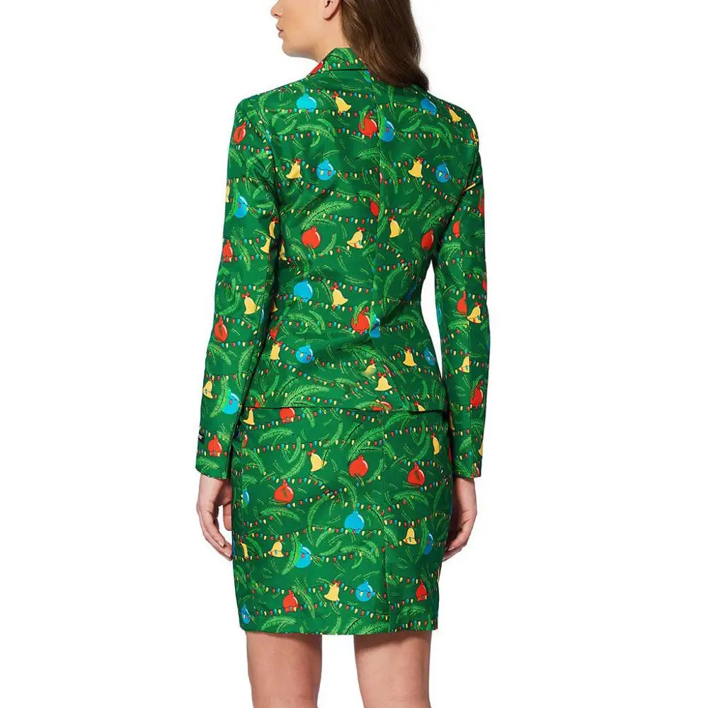 Женская офисная юбка Рождественский костюм с отложным воротником и длинными