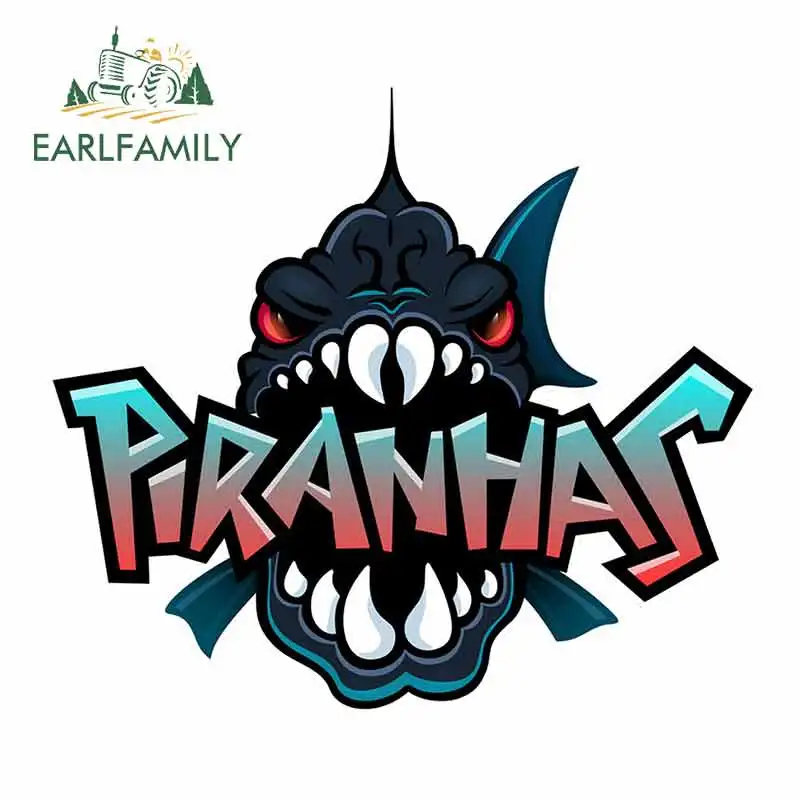 

EARLFAMILY 13cm x 11.7cm for Piranhas Cartoon Car Stickers Windows Fine Decal Body for Windows Trunk Bumper Helmet Decoration