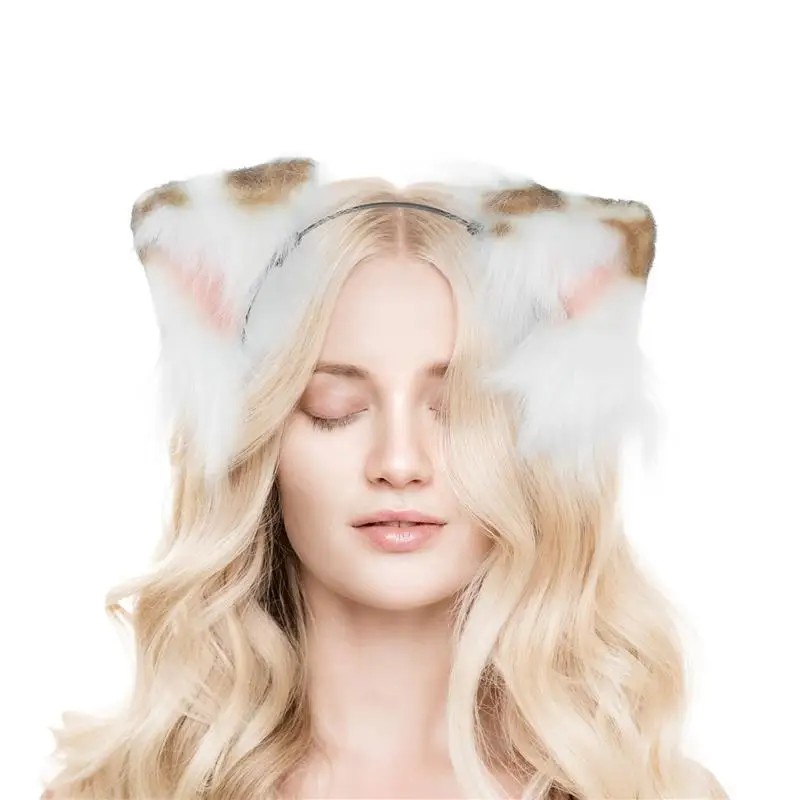 

1 Set Cosplay Cat Headdress Tail Set Cosplay Headdress Tail Decor Long Hair Cat Headwear Tail Set for Girl