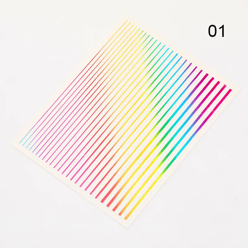 

3D Rainbow Line Sticker Self Adhesive Nail Art Stickers for DIY Decoration
